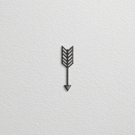 This minimalist black arrow design on a clean white background offers a sleek aesthetic perfect for modern art projects, branding, and creative inspiration.の素材