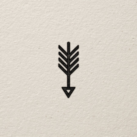 A minimalistic black arrow symbol stands out against a textured background, embodying concepts of direction and guidance, perfect for creative projects and designs.の素材