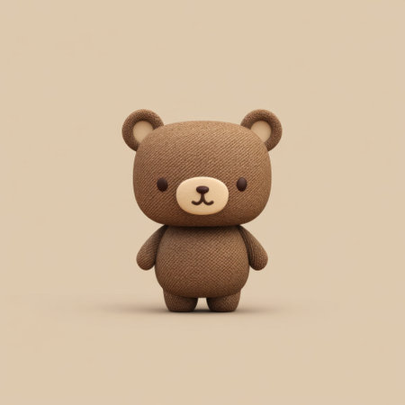 This charming plush bear toy features a soft woven fabric design, radiating warmth and happiness, ideal for children's rooms or whimsical decor.の素材