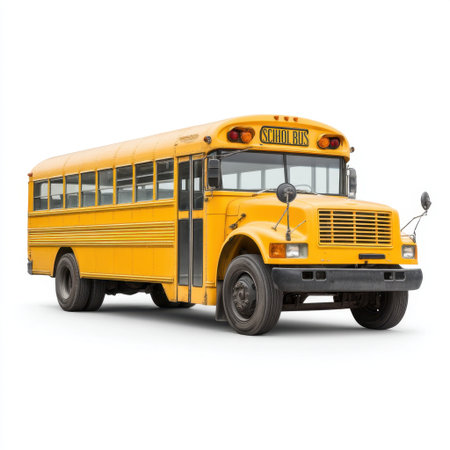 A vibrant yellow school bus symbolizes education and childhood adventures, ideal for projects focused on learning, transportation, and community safety themes.の素材