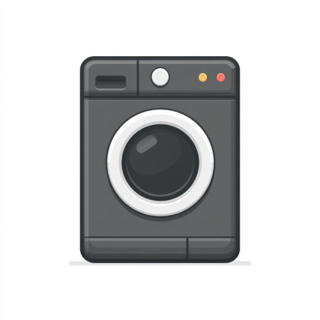 Stylish and modern washing machine featuring a sleek design and realistic details, ideal for home settings, emphasizing functionality and contemporary aesthetics.の素材