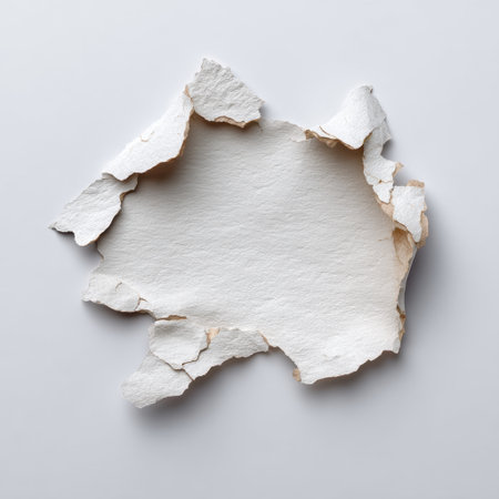 This image features a torn paper texture set against a clean backdrop, providing a versatile space for creative design and artistic projects. Perfect for various applications.の素材