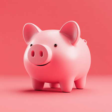 This adorable pink piggy bank sits on a vibrant background, symbolizing savings and financial aspirations. Ideal for playful finance-related projects and educational content.の素材