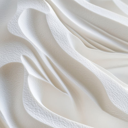 This image showcases soft white fabric with flowing folds and gentle texture, exemplifying elegance and minimalism ideal for creative projects and interior styles.の素材