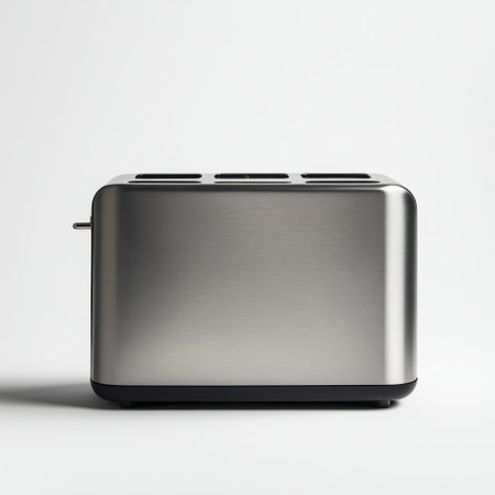 A sleek stainless steel toaster designed for modern kitchens. Its stylish look complements any decor while ensuring perfect toasting for your breakfast needs.の素材