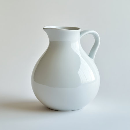 Discover an elegant white ceramic jug featuring a smooth surface and curvy design, ideal for minimalist decor or enhancing modern dining experiences and aesthetics.の素材