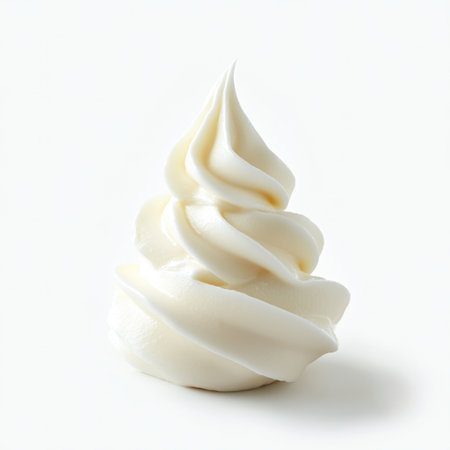 This image features a luscious swirl of soft serve ice cream in pure white, ideal for showcasing desserts or food offerings in advertisements and menus.の素材