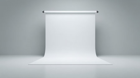 This image showcases a clean, minimalist studio space featuring a white cyclorama backdrop perfect for professional photography projects, product shoots, and creative endeavors.の素材