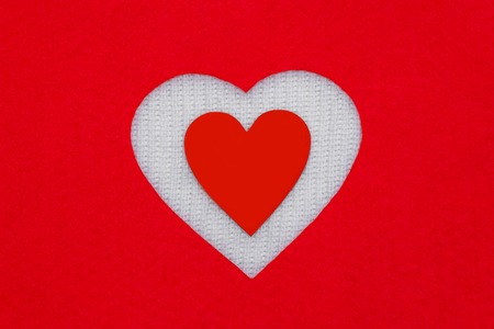 February 14. Valentines Day. Red white heart.