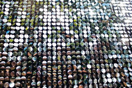 background of mirror circles, mirror wall of many particlesの写真素材