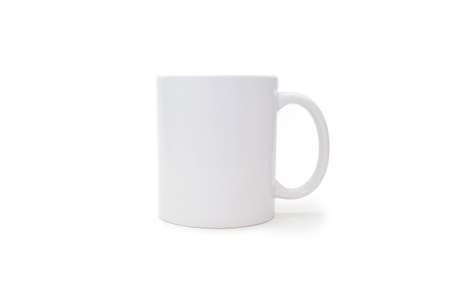 White mug on a white background in the center. Cup with any drink on an isolated white background....