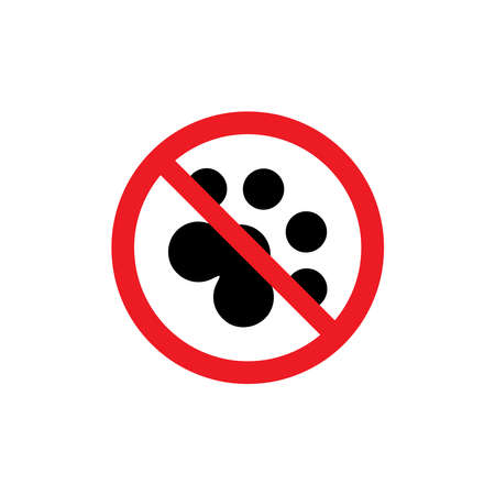 No Animal Paw, Prohibition on Animal Paw Icon Vectorのイラスト素材