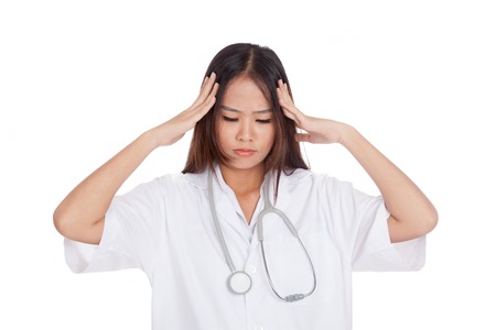 Asian young doctor woman upset  isolated on white backgroundの写真素材