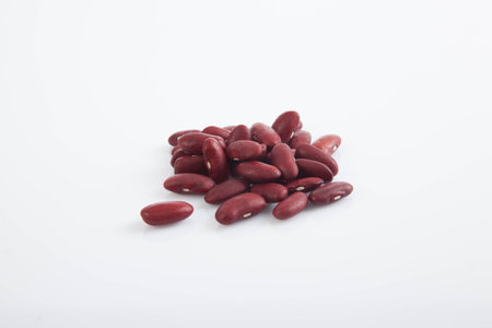 Close up of red kidney beans on white background