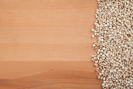 Jobs tears on wood table with copy spaceの写真素材