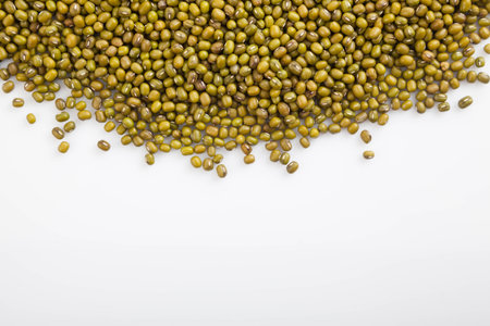 Top view of mung beans with white copy spaceの写真素材
