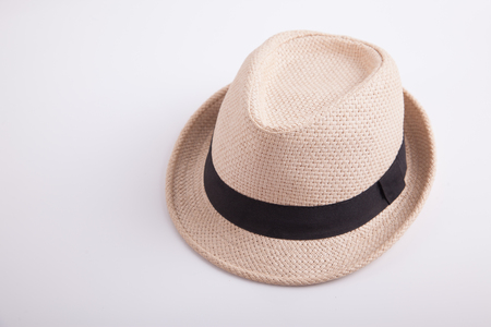 Clean light brown hat  on  white backgroundの写真素材