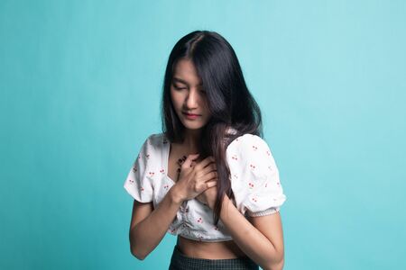 Young Asian woman got chest pain