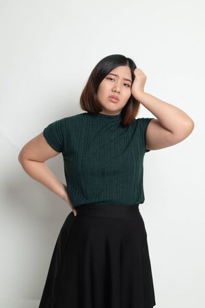 Young Asian woman got sick and  headacheの写真素材