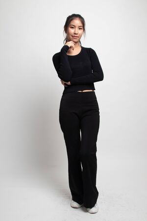 Full body of beautiful young asian woman on white backgroundの写真素材