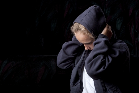 Sad teenager is in depression.の写真素材