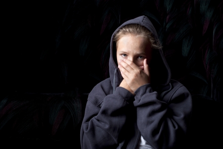 Sad teenager is in depression.の写真素材