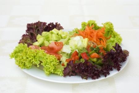 Fresh vegetable salad on the desk.の写真素材