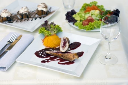 Tasty food from restaurant is ready to eatの写真素材