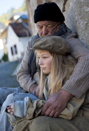 Homeless familyの写真素材
