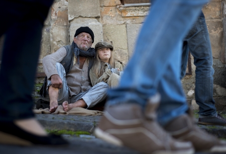 Homeless abandoned familyの写真素材