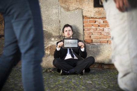 Jobless manager is on the street.の写真素材