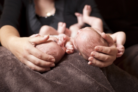 Little newborn twins are sleeping.の写真素材