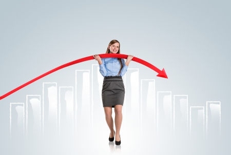 Business woman is trying to increase market statistics.の写真素材