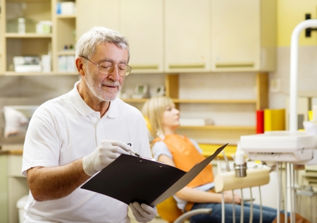 A professional dentist portrait in the dental ambulanceの写真素材