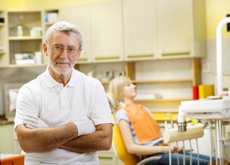 A professional dentist portrait in the dental ambulanceの写真素材