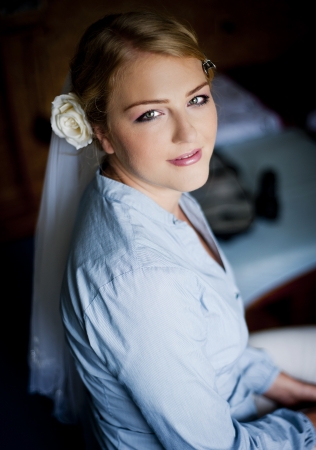 Bride is getting ready for the weddingの写真素材