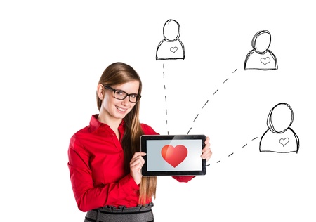 Funny love in social media and internet communication.の写真素材