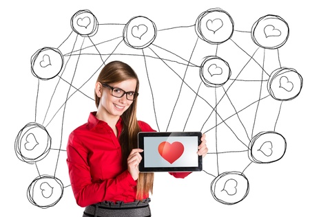Funny love in social media and internet communication.の写真素材