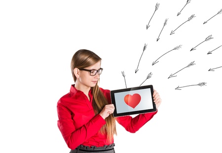 Funny love in social media and internet communication.の写真素材