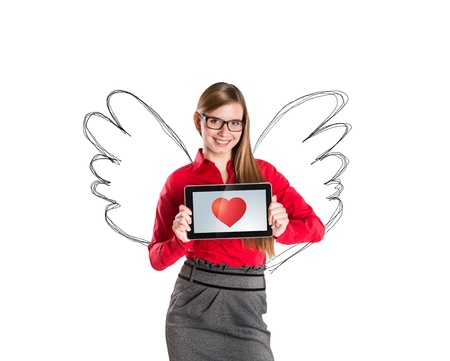 Funny love in social media and internet communication.の写真素材