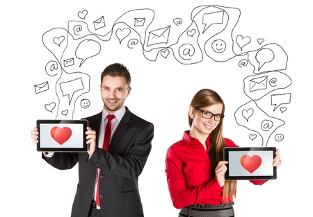 Funny love in social media and internet communication の写真素材