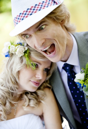 Beautiful wedding couple is enjoying wedding の写真素材