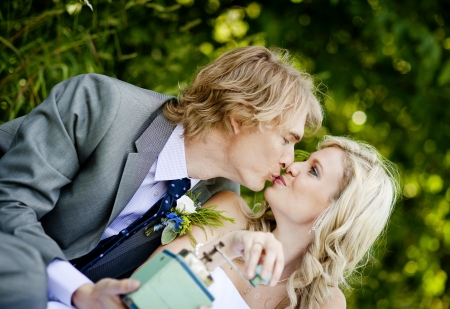 Beautiful wedding couple is enjoying wedding の写真素材