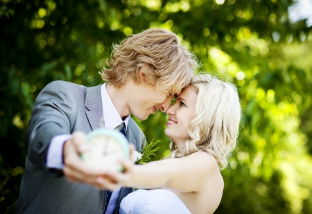 Beautiful wedding couple is enjoying wedding の写真素材