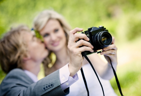 Beautiful wedding couple is enjoying wedding の写真素材