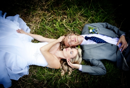 Beautiful wedding couple is enjoying wedding の写真素材