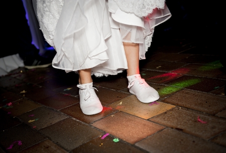 Photograph of a beautiful wedding shoes ready for brideの写真素材