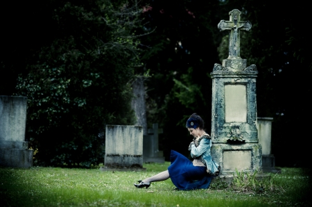 Mysterious woman dressed in scenic fashion clothes の写真素材