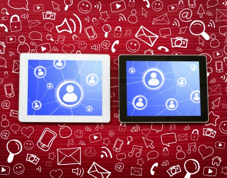 Conceptual themes of internet communication with tabletの写真素材