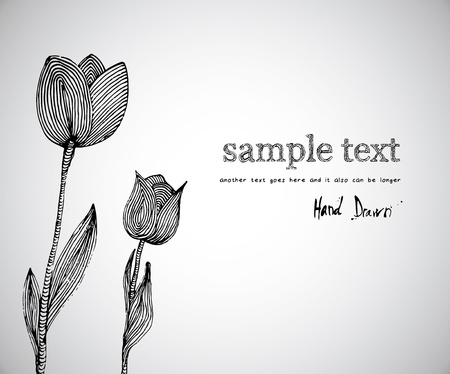 Hand drawn illustration of flowers with space for copy text のイラスト素材